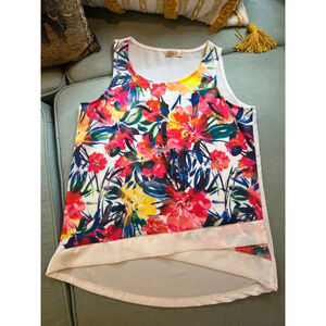 Women's Lavish Floral Tank Top S White Multicolor